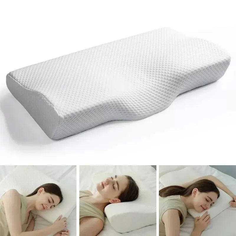 "ComfortCloud™ Butterfly Bliss: Orthopaedic Memory Foam Pillow for Ultimate Neck Support and Health"