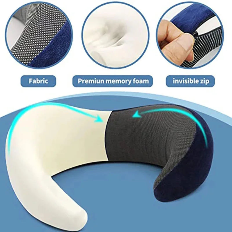"Travel in Bliss: U-Shaped Memory Foam Neck Pillow for Ultimate Comfort and Cervical Support"
