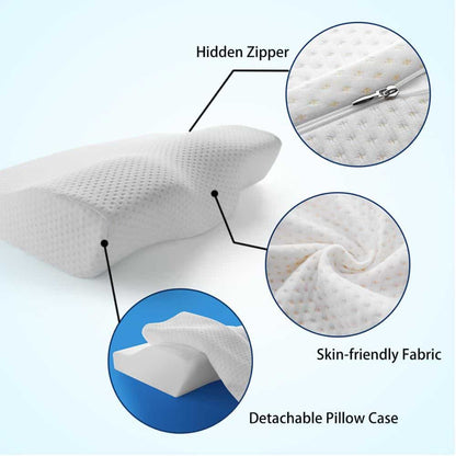 "ComfortCloud™ Butterfly Bliss: Orthopaedic Memory Foam Pillow for Ultimate Neck Support and Health"